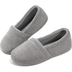 imageULTRAIDEAS Womens Grace Closed Back Slippers Memory Foam Loafer House Shoes with Rubber SoleGrey