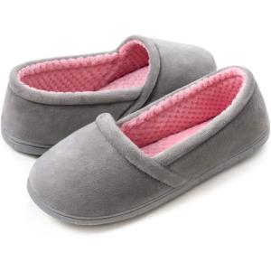 imageULTRAIDEAS Womens Grace Closed Back Slippers Memory Foam Loafer House Shoes with Rubber SoleGreyPink