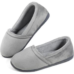 imageULTRAIDEAS Womens Grace Closed Back Slippers Memory Foam Loafer House Shoes with Rubber SoleLight Gray