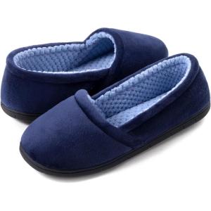 imageULTRAIDEAS Womens Grace Closed Back Slippers Memory Foam Loafer House Shoes with Rubber SoleNavy