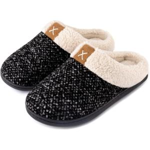 imageULTRAIDEAS Womens Indoor Bedroom Slipper with Memory Foam Gift for Women WoolLike House Shoe with AntiSkid Rubber Sole for LadiesCharcoal