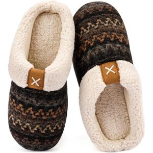 imageULTRAIDEAS Womens Indoor Bedroom Slipper with Memory Foam Gift for Women WoolLike House Shoe with AntiSkid Rubber Sole for LadiesFairisle