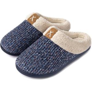 imageULTRAIDEAS Womens Indoor Bedroom Slipper with Memory Foam Gift for Women WoolLike House Shoe with AntiSkid Rubber Sole for LadiesLight Blue