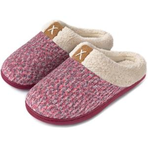 imageULTRAIDEAS Womens Indoor Bedroom Slipper with Memory Foam Gift for Women WoolLike House Shoe with AntiSkid Rubber Sole for LadiesPink