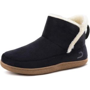 imageULTRAIDEAS Womens Indoor Loafer House Slippers with Memory Foam Ladies Warm Closed Back House Shoes with NonSlip Outdoor Rubber Sole Dark Black Size 8