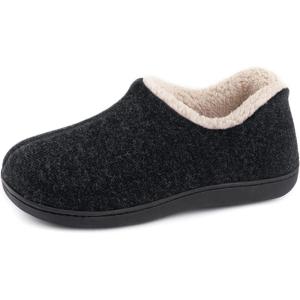 imageULTRAIDEAS Womens Indoor Loafer House Slippers with Memory Foam Ladies Warm Closed Back House Shoes with NonSlip Outdoor Rubber SoleBlack