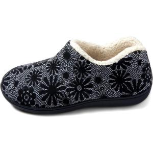 imageULTRAIDEAS Womens Indoor Loafer House Slippers with Memory Foam Ladies Warm Closed Back House Shoes with NonSlip Outdoor Rubber SoleBlack Grey Size 10