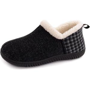 imageULTRAIDEAS Womens Indoor Loafer House Slippers with Memory Foam Ladies Warm Closed Back House Shoes with NonSlip Outdoor Rubber SoleCarbon Black