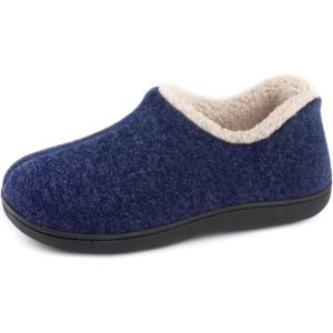 imageULTRAIDEAS Womens Indoor Loafer House Slippers with Memory Foam Ladies Warm Closed Back House Shoes with NonSlip Outdoor Rubber SoleNavy Blue