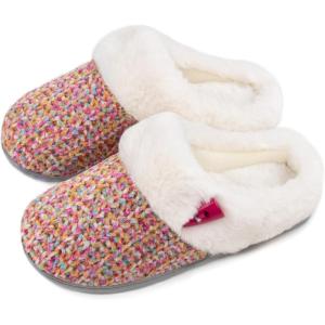 imageULTRAIDEAS Womens Indoor Terry Clog Slipper with Memory Foam SlipOn Ladies Comfy House Shoe with NonSlip Rubber SoleRose Red