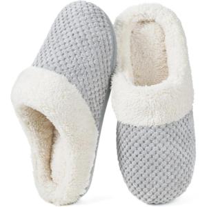 imageULTRAIDEAS Womens Lambhug Comfy Fleece House Slippers Memory Foam Slipon House Shoes Indoor OutdoorCloud Grey