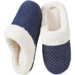 imageULTRAIDEAS Womens Lambhug Comfy Fleece House Slippers Memory Foam Slipon House Shoes Indoor OutdoorEgyptian Blue