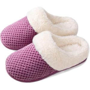 imageULTRAIDEAS Womens Lambhug Comfy Fleece House Slippers Memory Foam Slipon House Shoes Indoor OutdoorPurple