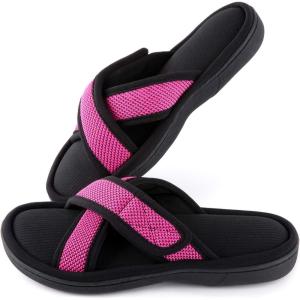 imageULTRAIDEAS Womens Memory Foam Slide Slippers Slipon Open Toe Cross Brand House Shoes with AntiSkid Rubber Sole