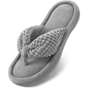 imageULTRAIDEAS Womens Popcorn Flip Flop House Slipper with Memory FoamGrey
