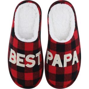 imageshevalues Best Mama Papa House Slippers for Mom and Dad from Daughter Son Memory Foam Indoor Slippers for Women MenSherpa Plush  Best Papa Buffalo Plaid