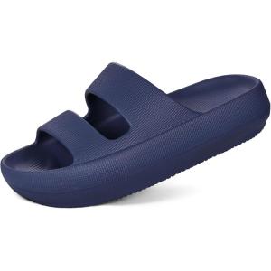 imageshevalues Orthopedic Slide Sandals for Women with Arch Support Pillow Soft Recovery Slip on Sandals Lightweight Summer Cloud Slippers for Plantar FasciitisUpdate Blue