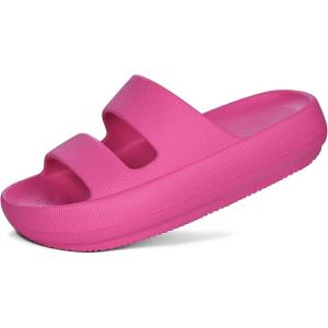 imageshevalues Orthopedic Slide Sandals for Women with Arch Support Pillow Soft Recovery Slip on Sandals Lightweight Summer Cloud Slippers for Plantar FasciitisUpdate Electric Pink