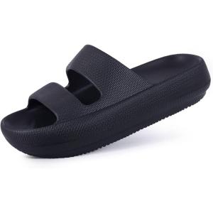 imageshevalues Orthopedic Slide Sandals for Women with Arch Support Pillow Soft Recovery Slip on Sandals Lightweight Summer Cloud Slippers for Plantar FasciitisUpdate Black