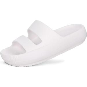 imageshevalues Orthopedic Slide Sandals for Women with Arch Support Pillow Soft Recovery Slip on Sandals Lightweight Summer Cloud Slippers for Plantar FasciitisUpdate White