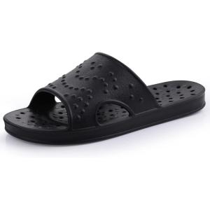 imageshevalues Shower Shoes for Women with Arch Support Quick Drying Pool Slides Lightweight Beach Sandals with Drain HolesBlack