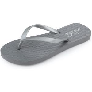 imageshevalues Slim Flip Flops for Women Beach Rubber Shower Shoes Basic Thong SandalsGrey