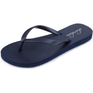 imageshevalues Slim Flip Flops for Women Beach Rubber Shower Shoes Basic Thong SandalsNavy