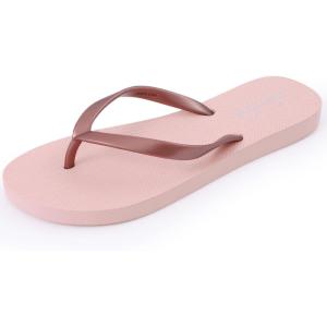 imageshevalues Slim Flip Flops for Women Beach Rubber Shower Shoes Basic Thong SandalsPink