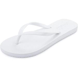 imageshevalues Slim Flip Flops for Women Beach Rubber Shower Shoes Basic Thong SandalsWhite