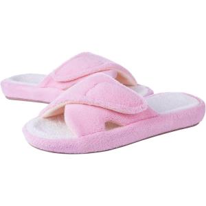 imageshevalues Summer Arch Support Slippers for Women Adjustable Terry Cloth Fuzzy Indoor Slippers Open Toe House ShoesPink