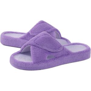 imageshevalues Summer Arch Support Slippers for Women Adjustable Terry Cloth Fuzzy Indoor Slippers Open Toe House ShoesPurple