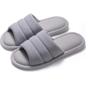 imageshevalues Summer House Slippers for Women Men Breathable Waffle Indoor Slippers Slipon Open Toe Home ShoesGrey