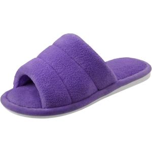 imageshevalues Terry Cloth Open Toe Slippers for Women Memory Foam Slip On House SlippersPurple