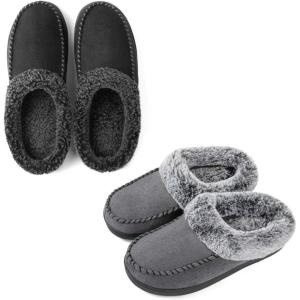 imageULTRAIDEAS Couples Suede Moccasin Memory Foam SlippersMen Size 910 Women Size 910