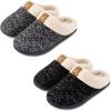 imageULTRAIDEAS Set of 2 Pairs  US Size 56 Womens Bedroom Slipper with Memory Foam Black Grey 