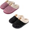 imageULTRAIDEAS Set of 2 Pairs  US Size 85 Womens Bedroom Slipper with Memory Foam Pink Biack 