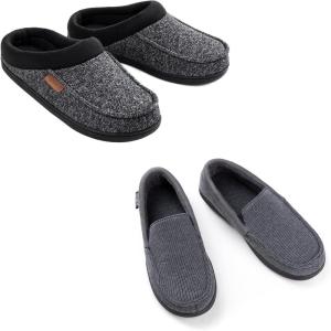 imageSet of Two PairsULTRAIDES Mens Slippers for Spring and SummerSize 11 Grey ampamp Black
