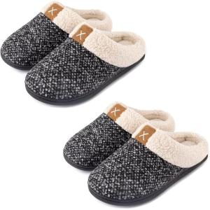 imageULTRAIDEAS Set of 2 Pairs  Womens Bedroom Slipper with Memory FoamGrey Size 78 Size 910