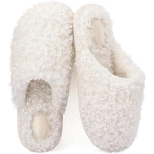 imageULTRAIDEAS Womens Indoor Fuzzy Slippers Ladies Lightweight Cozy Memory Foam House ShoesCream White
