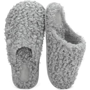 imageULTRAIDEAS Womens Indoor Fuzzy Slippers Ladies Lightweight Cozy Memory Foam House ShoesGrey