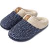 imageULTRAIDEAS Set of 2 Pairs  US Size 78 Womens Bedroom Slipper with Memory Foam Dark Blue Light Blue 