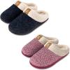 imageULTRAIDEAS Set of 2 Pairs  US Size 910 Womens Bedroom Slipper with Memory Foam Dark Blue Pink 