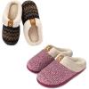 imageULTRAIDEAS Set of 2 Pairs  US Size 910 Womens Bedroom Slipper with Memory Foam Fairisle Pink 