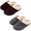 imageULTRAIDEAS Set of 2 Pairs  US Size 910 Womens Bedroom Slipper with Memory Foam Red Grey 
