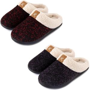 imageULTRAIDEAS Set of 2 Pairs  US Size 78 Womens Bedroom Slipper with Memory Foam Violet Red 