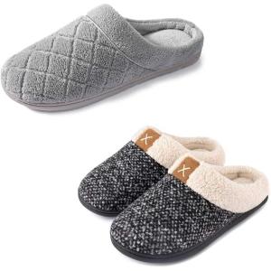 imageULTRAIDEAS Womens Indoor Bedroom Slipper with Memory Foam Gift for Women WoolLike House Shoe with AntiSkid Rubber Sole for Ladies 910 Grey