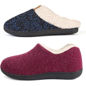 imageULTRAIDEAS Set of 2 Pairs  US Size 9 Memory Foam Slippers BlueRed
