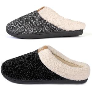 imageULTRAIDEAS Set of 2 Pairs  US Size Medium Memory Foam Slippers GreyBlack