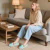 imageULTRAIDEAS Womens Memory Foam Closed  Back Slippers Cotton Slip  On House Shoes with Orange Trim for Home ampamp CasualTurquoise