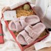 imageParlovable Womens Slippers Fluffy Open Toe Fur House Shoes Arch Support Adjustable Straps Cork Slide Sandals Fuzzy Bedroom Non Slip Rubber Sole BreathablePink